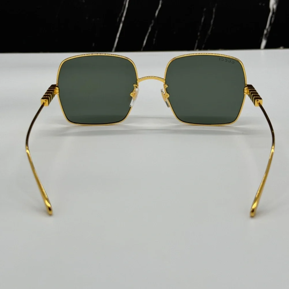 NEW GUCCI SQUARE SUNGLASSES GOLD GRAY GG1434S 001